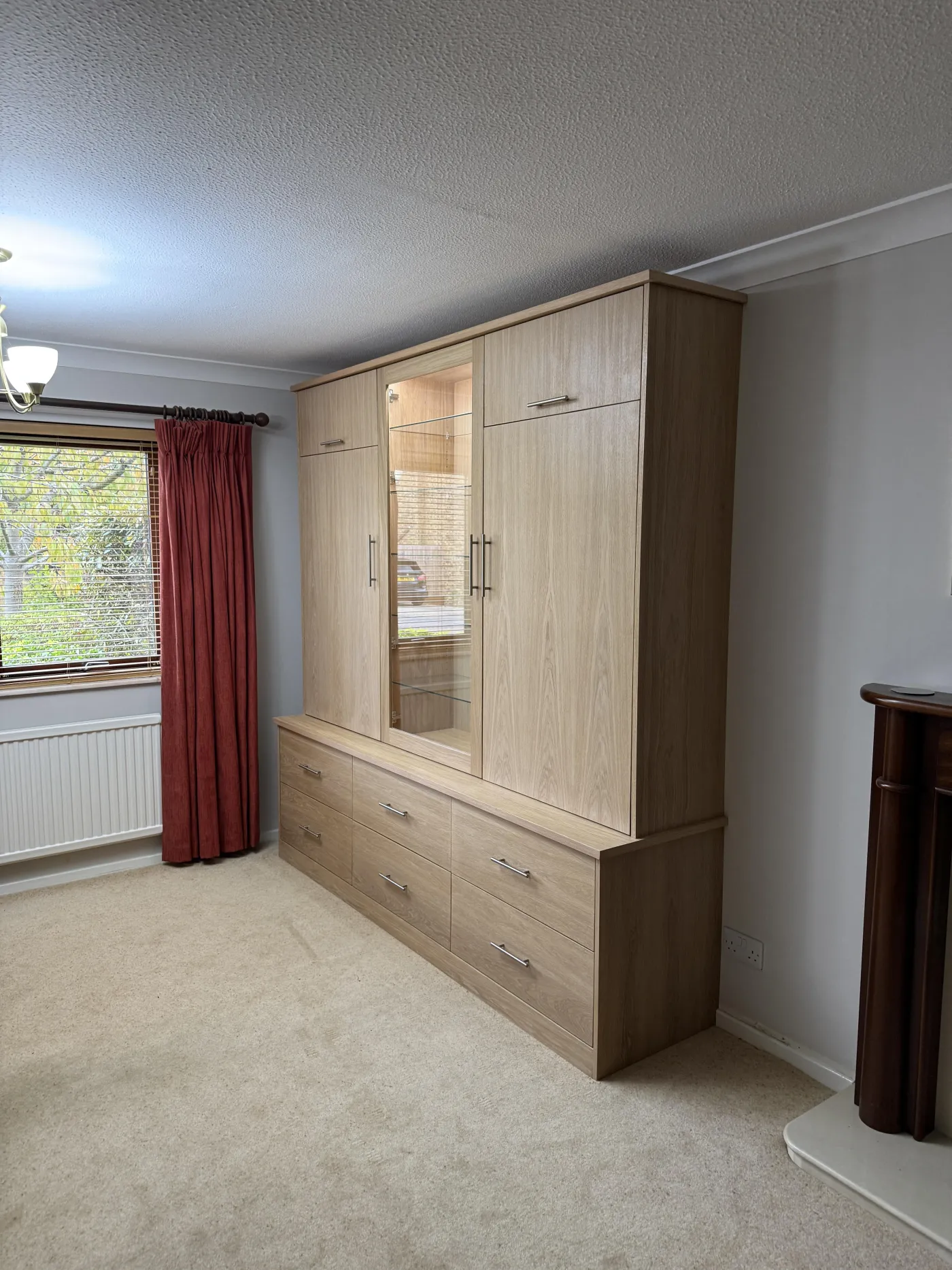The alcove before the work started, with the old shelving still in place